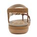 W676-3 New Summer 2025 With Rhinestones Comfortable Casual Beach Round Toe Flat Sandals_vogvips.com