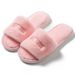 Autumn Winter Small Fragrance Style Letter Embroidery One-Word Cotton Slippers For Women Non-Slip Home Soft Sole Ins_vogvips.com