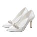 Women's White Satin Bridal Wedding Shoes Rhinestone Princess Small Size Bridesmaid Champagne Gold Dress Shoes_vogvips.com