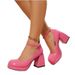 Women's Classic Mary Jane Pumps – Chunky Heel Platform Shoes With Adjustable Buckle Strap For Retro & Vintage Style High Heel Leather Shoes._vogvips.com