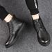 Men's Medium Leather Boots Casual Men's Shoes Cotton Warm Martin Boots Non-slip Oak_vogvips.com