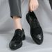 Euro Step Men's Hollow Leather Summer Breathable British Business Formal Derby Perforated Mesh Hidden Heel Brogue Shoes_vogvips.com