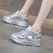 Daddy Shoes Mesh Women's Casual Shoes French Round Head Thick Sole Heightening Casual Sports Shoes_vogvips.com