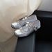 French Style Arrival ~ Silver Square Toe Shallow Mary Jane For Women Spring Summer New Soft Leather Bow Ballet Shoes_vogvips.com