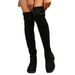 Plus Size Women's Long 2023 Autumn Winter Low Heel Over-the-Knee Black Fashion Casual Boots_vogvips.com