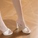 Classy Rhinestone Twist High-heeled Sandals Thick Heel Waterproof Platform Flip-flops Sexy Open Toe Outwear Mules Shoes_vogvips.com