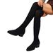 Women's Slimming Pointed Toe Over The Knee Sock Boots Mid Heel Elastic Plus Size Winter Style_vogvips.com