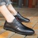 Men's Alligator Pattern Lace-up Dress Leather Shoes Men's Casual_vogvips.com