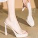 Transparent High-heeled Shoes 2026 Summer New Model, Waterproof Platform, Nude Color, Chunky Heel, Thick-soled Crystal_vogvips.com