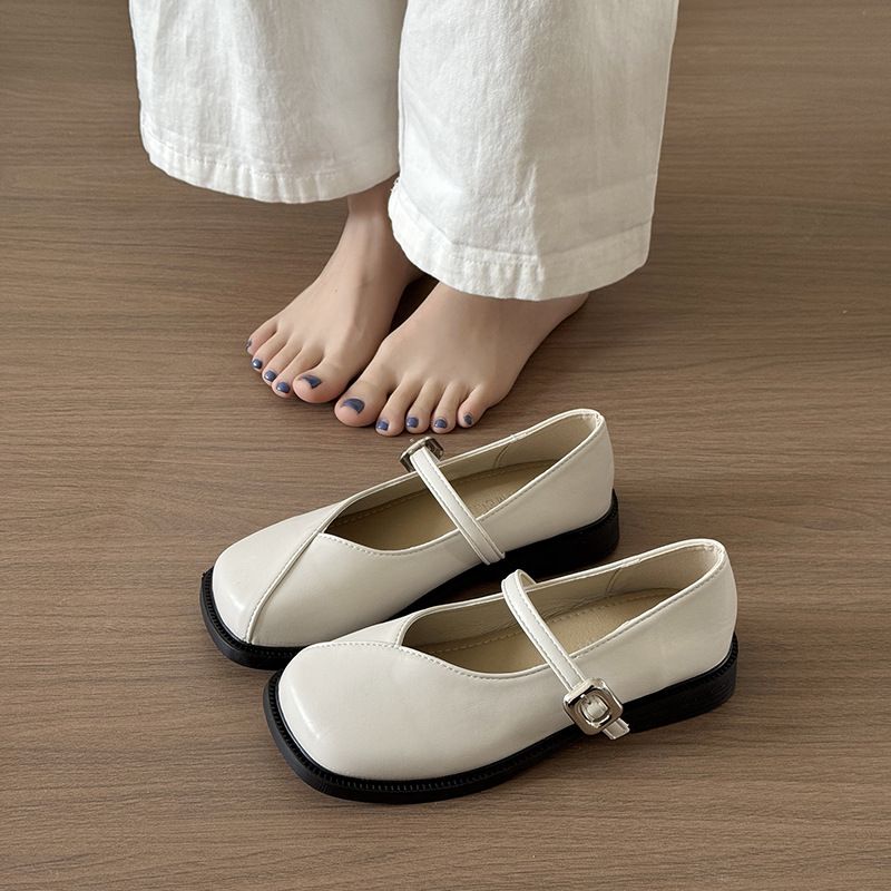 French Evening Wind Silver Mary Jane Shoes Women's Skirt Loafer Small Leather Shoes Flat Shoes_vogvips.com