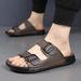 Summer Breathable Genuine Leather Men's Sandals 2025 Top Layer Cowhide Soft Sole Casual Beach Shoes Anti-Slip_vogvips.com