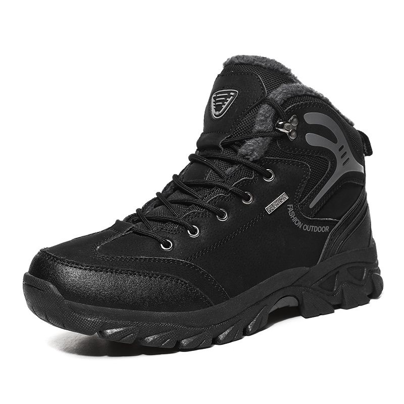 High-top Boots Men Outdoor Anti-slip Plush Thick-soled Breathable Comfortable Combat Boots Men Durable Casual Hiking Shoes Men_vogvips.com
