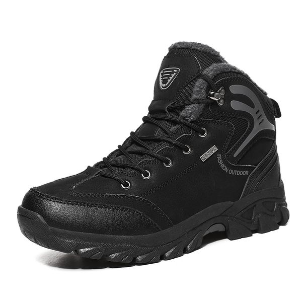High-top Boots Men Outdoor Anti-slip Plush Thick-soled Breathable Comfortable Combat Boots Men Durable Casual Hiking Shoes Men_vogvips.com