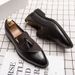 Euro Step Britih Style Pointed Toe Men' Brogue Leather Korean Verion Large Size Slip-On Buine Caual Hairtylit Trendy_vogvips.com