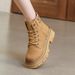 Genuine Leather Martin For Women 2025 Summer New Hidden Wedge Breathable British Style Thick Sole Yellow Boots_vogvips.com
