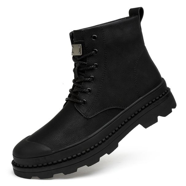 Men's Martin Boots Outdoor, Short Boots Fleece Warm Men's Leather Boots European And American Men's Shoes Military Boots_vogvips.com
