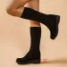Autumn Winter Knitted Woolen High Tube Over Knee Elastic Long Thick Slope Heel Womens Boots Leisure Style Round Toe_vogvips.com