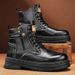 Autumn New High-top Martin Men's Trendy Versatile Work Thick-soled Ankle Boots Casual Leather Shoes_vogvips.com