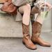 Soft Leather Western Cowboy Embroidered Riding For Women 2025 New Trendy Chunky Heel Mid-Calf V-Cut Martin Boots_vogvips.com