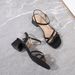 Cross-Border Simple Elegant Sandals For Women, Soft Leather, Plus Size, Chunky One-Strap Buckle, High Heel, Versatile_vogvips.com