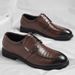 Men's Hand-grain Leather Dress Shoes Breathable Comfortable Business Formal Footwear Large Size Office Work Shoes_vogvips.com