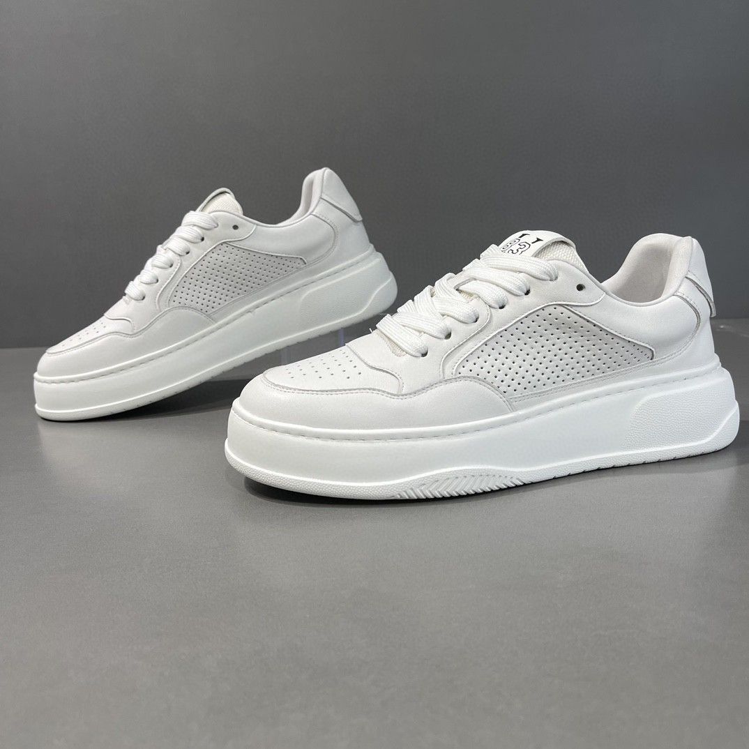 Men's Top Layer Cowhide Small White Trendy Shoes, Genuine Leather Breathable Thick Soles, Casual Men's Board Shoes_vogvips.com
