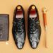 Men's leather shoes crocodile print men's shoes British formal leather shoes Business shoes_vogvips.com