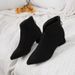 New British Style V-Cut 2023 Autumn Women Suede Pointed Toe Chunky Heel Fashion Short Boots_vogvips.com