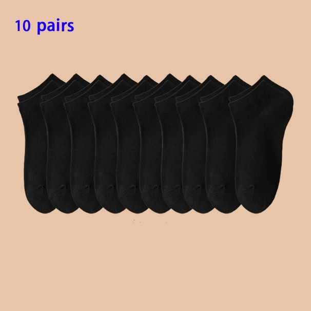 10 Pairs Of Men's/women's Boat Solid Color, Odor Proof, Summer Short Socks, Casual Breathable Low Waist Socks_vogvips.com