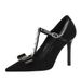 1826-H83 European And American Style Banquet Bowknot Studded Pointed High-heeled Shoes, Suede T-strap Sexy Women's Shoes_vogvips.com