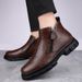 Men's Leather Boots Fleece High Top Leather Shoes Men's Locomotive Middle Help Tooling Short Boots_vogvips.com