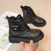 Boys' Martin Single Girls' Autumn Winter New Children's Snow Genuine Leather Cotton Shoes Short Boots_vogvips.com