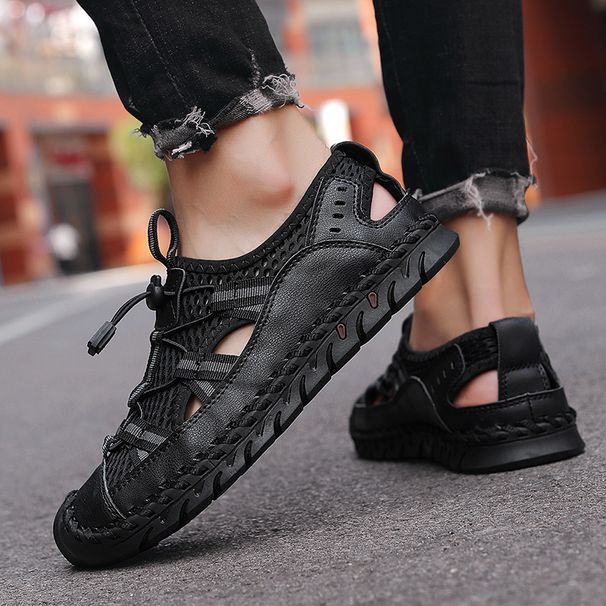 Hot Sale Summer Outdoor Non-slip Beach Sandals Handmade Genuine Leather Men's Shoes Fashion Men Sneakers_vogvips.com