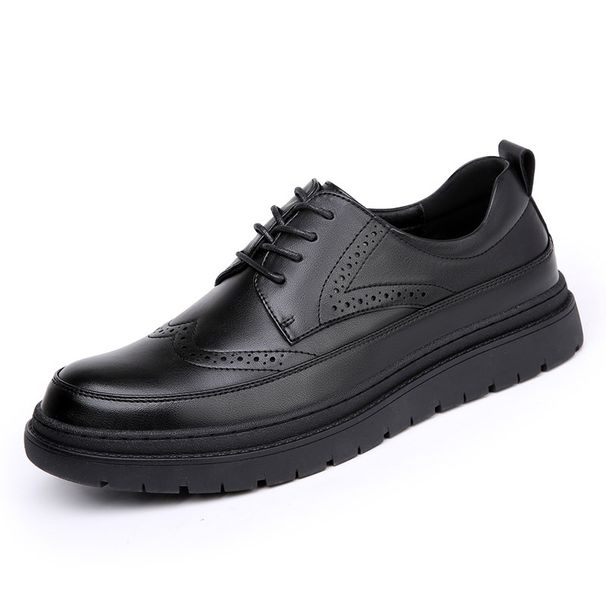 Euro Step 2025 Autumn New Genuine Brogue Carved Formal Trendy Men's Thick-Soled Business Casual Leather Shoes_vogvips.com