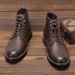 Men's Big & Tall Retro Leather Work Boots - Waterproof Slip-Resistant Comfortable Ankle Boots For Casual & Outdoor Wear_vogvips.com