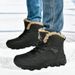 Men's High Top Hiking Shoes With Waterproof And Plush Thick Snow Boots_vogvips.com