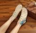 Summer Boots Floral Fabric Patchwork Lace Mesh Breathable Ethnic Style Buckle Embroidered Women's Single Shoes Sandals_vogvips.com