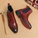 plus Size Men's High Top Leather Boots Pointed Toe Slip-On Autumn Winter Martin Chelsea Boots with Red Sole British Casual_vogvips.com