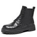 Men's Retro Chunky Sole Side-Zip Ankle Boots - Fashionable PU Leather Lace-Up Height Increasing Casual Boots_vogvips.com