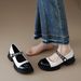 thick-soled Mary Jane Shoes Women's Word With Thick Heel Light Mouth Color Matching French Soft-soled Single Shoes_vogvips.com