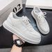 Men's Breathable White Sneakers Lace-up Height Increasing Waterproof Casual Shoes Trendy Non-slip Comfortable Summer Fashion_vogvips.com