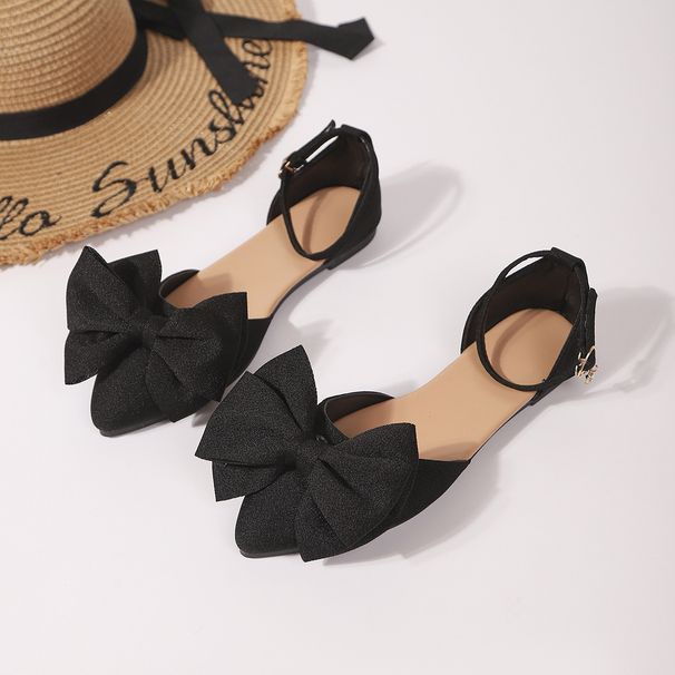 Autumn New Style Plus Size Women's Bowknot Flat Shoes Pointed Toe Fabric Slimming Flat Footwear_vogvips.com