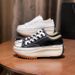 New Classic Women Shoes Thick Bottom,Height Increase,Anti Slip,Thin Breathable Casual Canvas Shoes Spring Autumn Shoes White Sneakers_vogvips.com