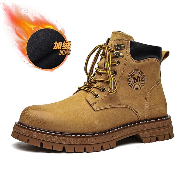 Spring Festival Help Leather Martin Boots Retro Casual Short Boots Velvet Thick-soled Tooling Boots_vogvips.com