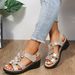 Foreign Trade Plus Size Summer 2026 New European And American Hollow Wedge Heel Peep-Toe Floral Buckle Strap Casual_vogvips.com