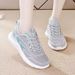 Women's Lace-Up Casual Sports Shoes Thick Sole Height-Increasing Outdoor Chunky Sneaker Vacation Breathable Student Shoes, Flat-Bottomed Walking Shoes_vogvips.com