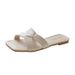 Solid Color Square Toe Thong Sandals - Women's Summer Outdoor Wear, Trendy Korean Style, Fashionable And Lightweight, Simple And Versatile_vogvips.com