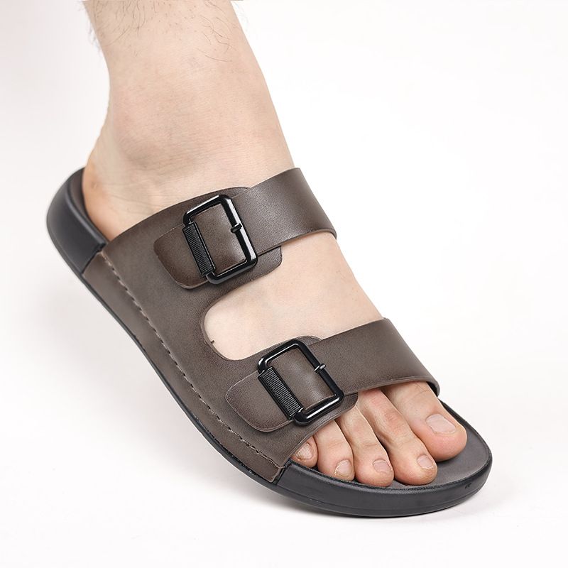Summer Breathable Genuine Leather Men's Sandals 2025 Top Layer Cowhide Soft Sole Casual Beach Shoes Anti-Slip_vogvips.com