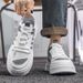 Trendy Chunky White Sneakers For Men And Women - Breathable Casual Slip-On Shoes With Cushioned Sole For Comfortable Daily Wear_vogvips.com