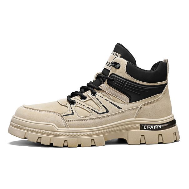 High-top Martin For Men, Autumn British Style Mid-top Leather Shoes, Men's Height-increasing Thick-soled Work Boots,_vogvips.com